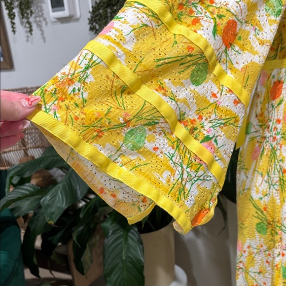 Vintage 70’s Handmade Yellow Floral Maxi Dress - Picture 5 of 6